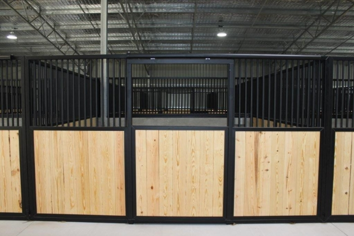 Stall Front No. 2T - Traditional stall front with center rolling door and vertical wood load