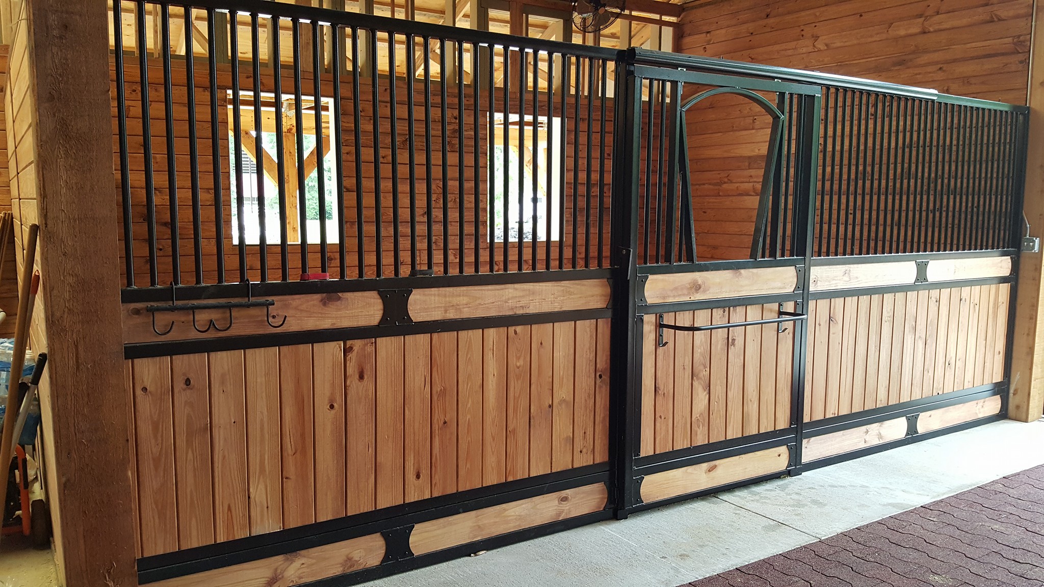 A newly constructed horse stall