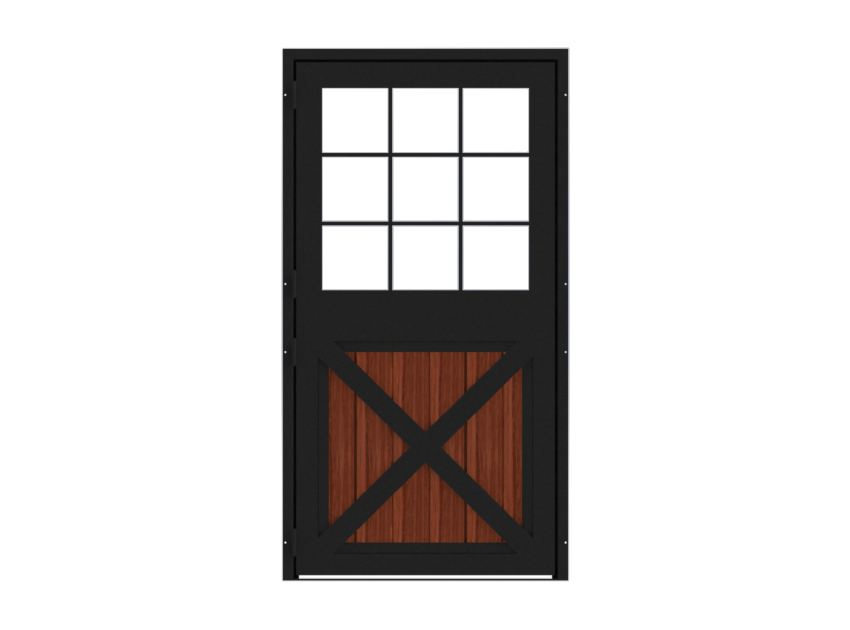 Dutch barn door with glass top