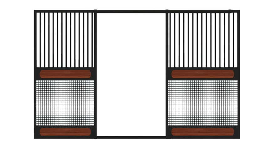 Grill top mesh bottom horse stall fronts