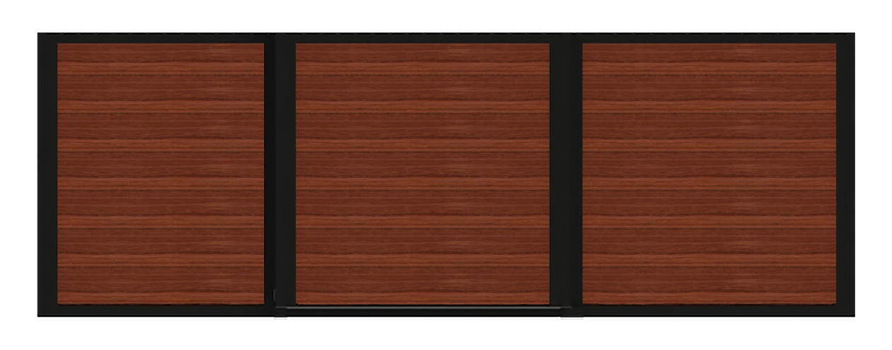 Three panel horizontal wood load horse stall dividers