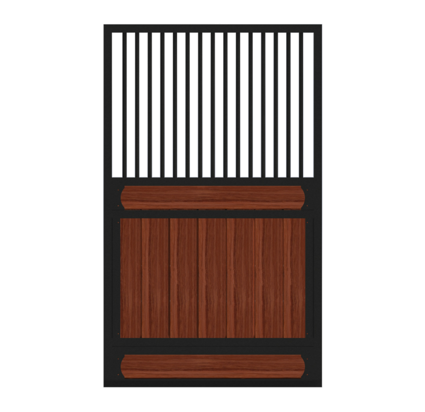 A grill top wood bottomed horse stall door sample